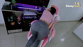 Gaming Chair Squirt Soaks Leggings Wet Pussy Dripping