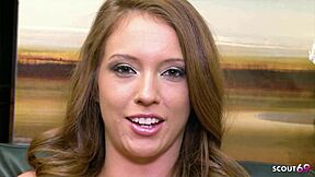 Slim Redhead Teen's Tight Pussy Handles Whitezilla Twice in Raw Casting Cum!