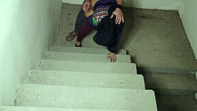 big ass stepsis gets roughly fucked by stepbro on the stairs moaning loud!