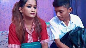 This young indian college couple films their first hardcore creampie fuck