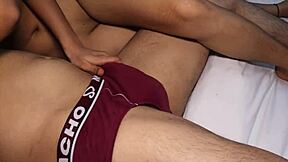Seductive Indian bhabi seduces young teen muse for creampie anal fisting orgy