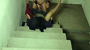 big ass stepsis gets roughly fucked by stepbro on the stairs moaning loud!