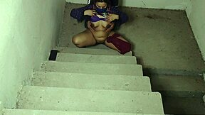 big ass stepsis gets roughly fucked by stepbro on the stairs moaning loud!