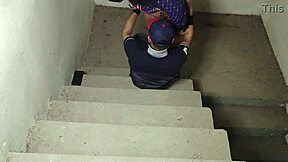 big ass stepsis gets roughly fucked by stepbro on the stairs moaning loud!