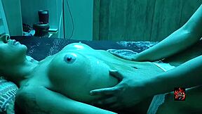 skinny short hair brunette milf gets hot tantric bed massage from young guy