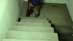big ass stepsis gets roughly fucked by stepbro on the stairs moaning loud!