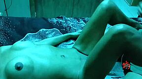 skinny short hair brunette milf gets hot tantric bed massage from young guy