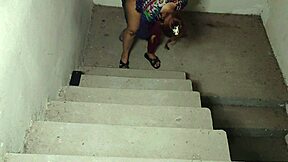 big ass stepsis gets roughly fucked by stepbro on the stairs moaning loud!