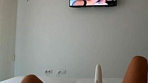 milf gets so wet watching her own lesbian pussy play vid