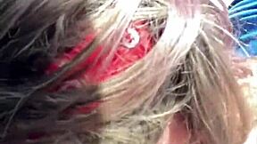 Topless Hooker Rubs Cum-Filled Mouth On Cock In Car