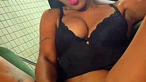 Latina freak orgasms hard stuffing monster vibrator in tight hairy pussy