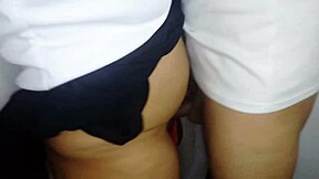 horny student couple stands and fucks wildly ending creampie