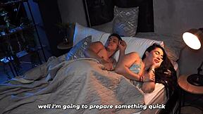 big ass stepmom shares bed with stepson shaking that tanned booty