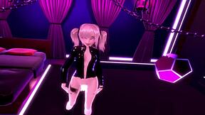 Gothic petite teen pegs guy hard in BDSM vr!
