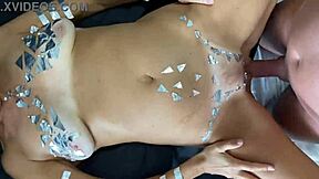 bodypainted old stepmom gets harsh kitchen fuck from young stud