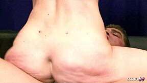 Slim Redhead Teen's Tight Pussy Handles Whitezilla Twice in Raw Casting Cum!