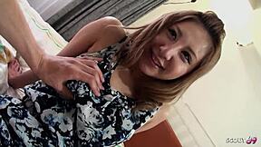 Shy Japanese long labia teen picked up for creampie. Older guy fucks hairy pussy cowgirl pov uncensored jav.