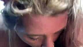 Topless Hooker Rubs Cum-Filled Mouth On Cock In Car