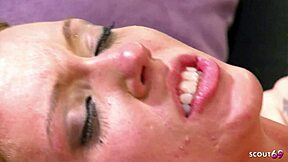 Slim Redhead Teen's Tight Pussy Handles Whitezilla Twice in Raw Casting Cum!