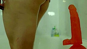 Watch mia park's soapy tight asshole get wrecked by massive dildo in bathroom play