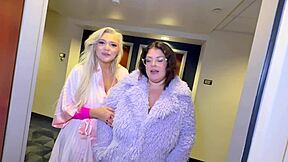 Desperate slutty stepsisters luna lark and adaline star beg for free stay with big booties