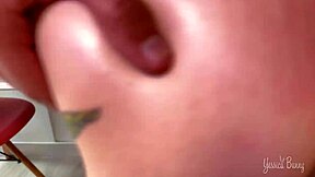 A delivery guy drops dildos so I beg him to test them deep inside me