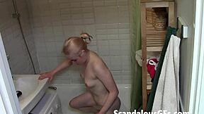 oops my naked exgf bathes showing shaved pussy