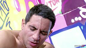 big ass flexible teen lost bet now gagging on older guy's monster cock doggystyle