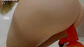 Watch mia park's soapy tight asshole get wrecked by massive dildo in bathroom play