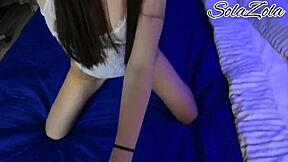 Cute Brunette Teen Sucks and Fucks Tight Pussy Hard