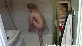 oops my naked exgf bathes showing shaved pussy