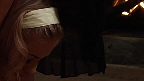 submissive teen slave bent over fingered by lesbian madame