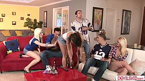 boyfriends share girlfriends for swinging group sex fun