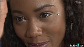 Black teen stepdaughter Chanell Heart craves big white cock focus