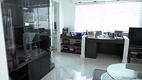 Honey Blossom Sucks Stepson's Cock Till Tongue Cumshot