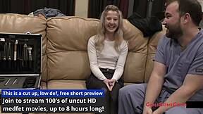 Petite blonde stacy shepard spreads wide for her first intense gyno exam closeup