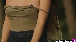 Teen natural model poses sexy outdoors!