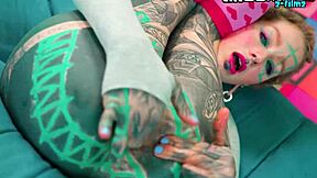 Skinny goth slut stretches pierced asshole with toys and fingers