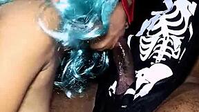 snuck this huge-dick monster home from halloween party!