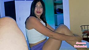 petite latina teen drops panties for stepcousin doggystyle ass pounding close up.