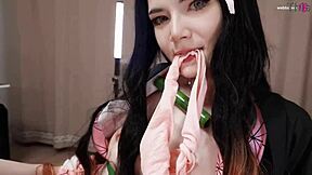 nezuko kamado sneaks zenitsu dick fun while muzan hunts her... so risky! 😏