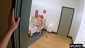 Naughty petite blonde nanny drains big cock