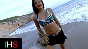 stunning brunette seaside fuck pussy ass pounding