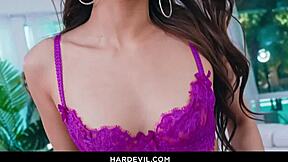 xxlayna marie teases in lingerie before sucking cock for cum facial