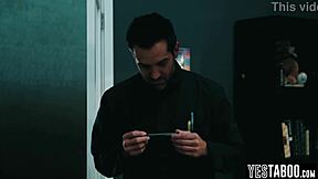 janitor rails tiny blonde student's hairy cunt in class