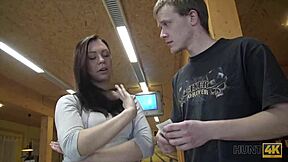 Lucky guy picks up Czech teen for public bowling alley fuck