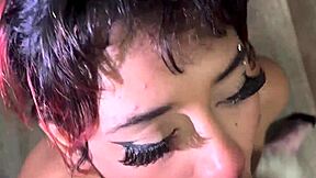 gothic babe slurps cock then gets pounded hard sloppy