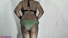 obsessed with indian shemale crossdressing in olive bikini pt2