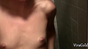 Teen Creampies Brunette's Wet Pussy in Homemade Toilet Quickie