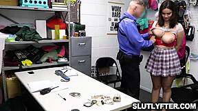 Crystal Chase's Big Tits Deepthroat Pleads with Officer Calvin to Ignore Shoplifting in Office